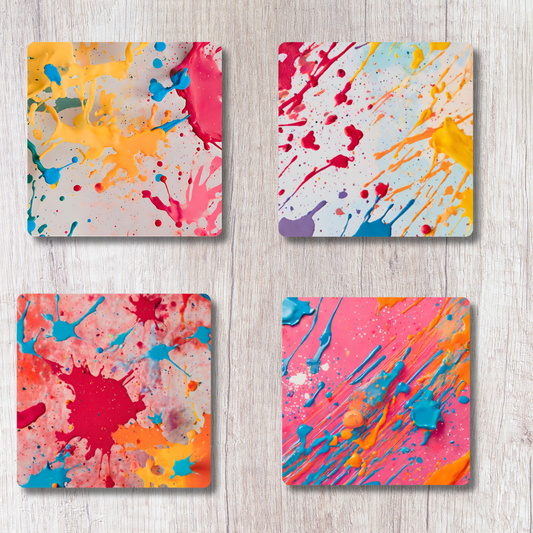 Paint splatter coasters - 4 Pack