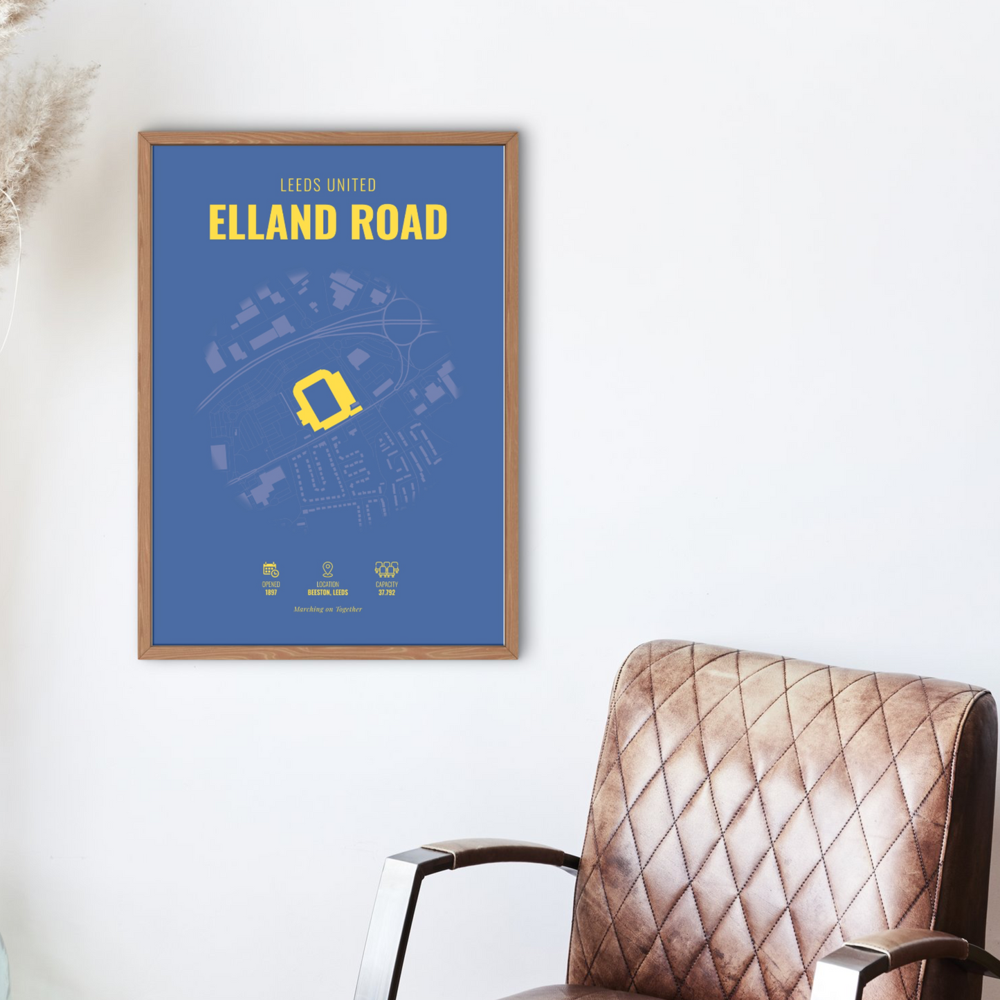 Elland Road Map - A3 Poster Leeds United