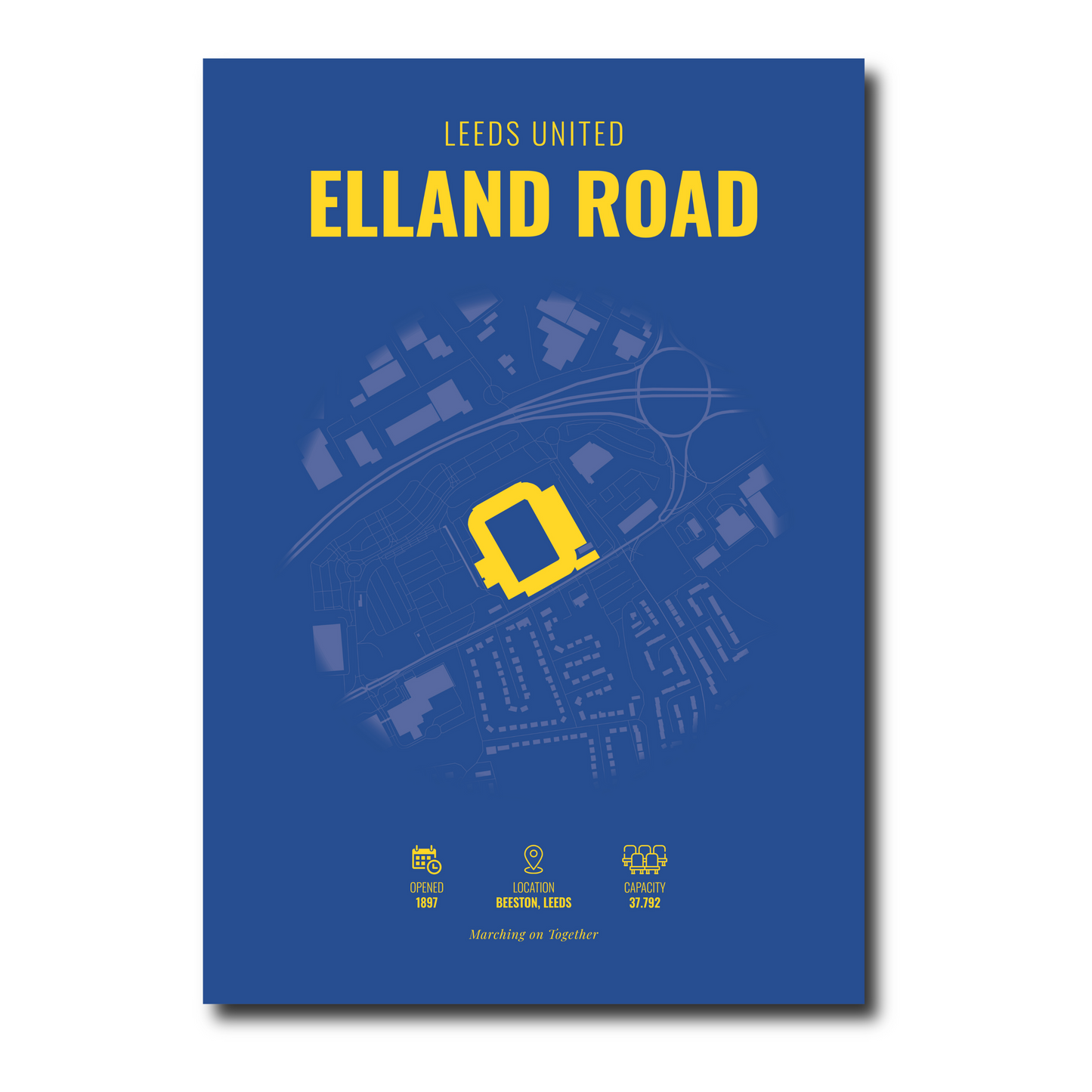 Elland Road Map - A3 Poster Leeds United