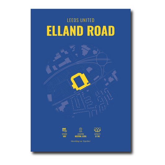 Elland Road Map - A3 Poster Leeds United